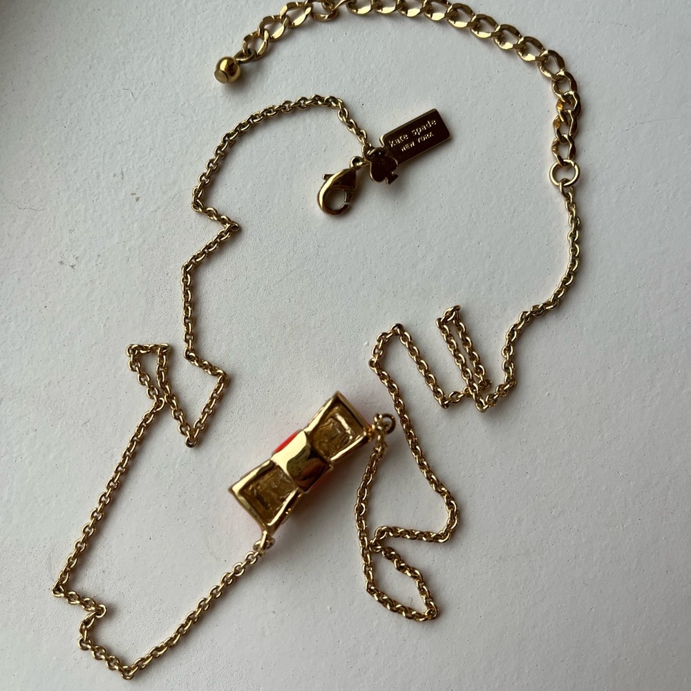 Kate Spade Gold and Red Bow Necklace - Picture 5 of 6